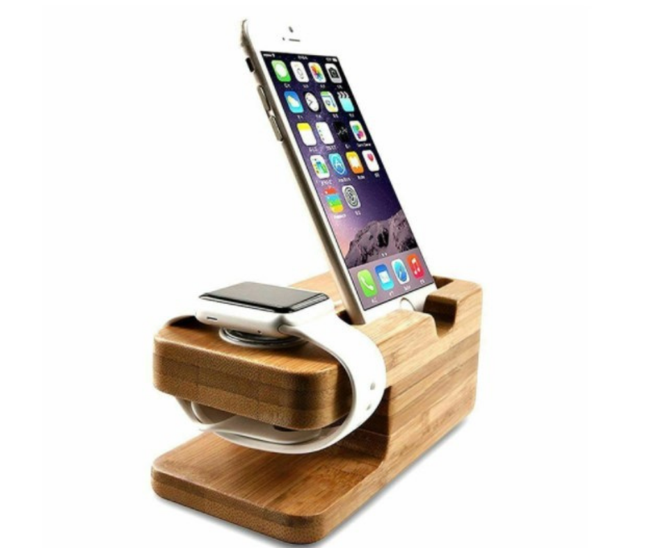 Soporte de Bambú 2 en 1 Apple Watch + iPhone