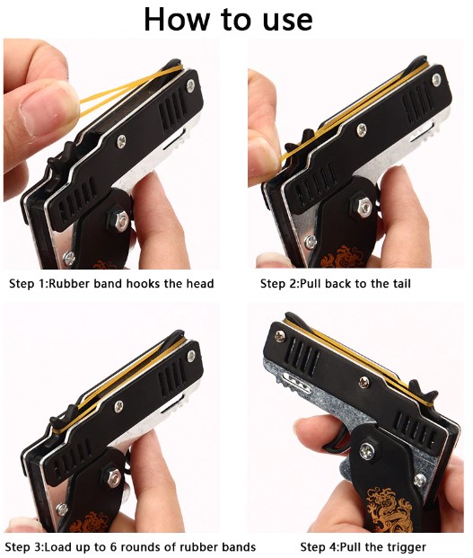 Pistola Plegable Lanza Elásticos 6 Tiros