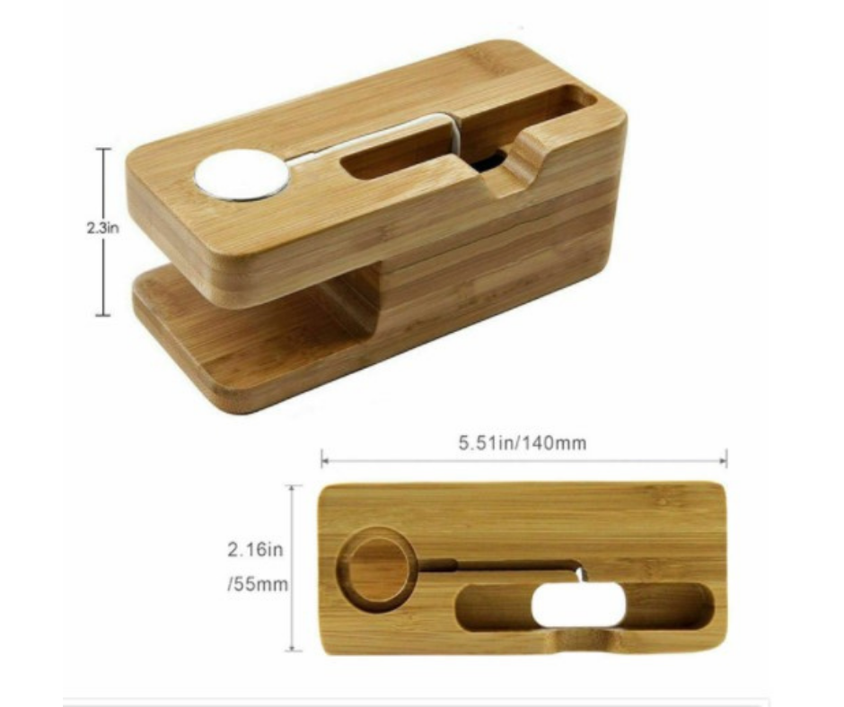 Soporte de Bambú 2 en 1 Apple Watch + iPhone