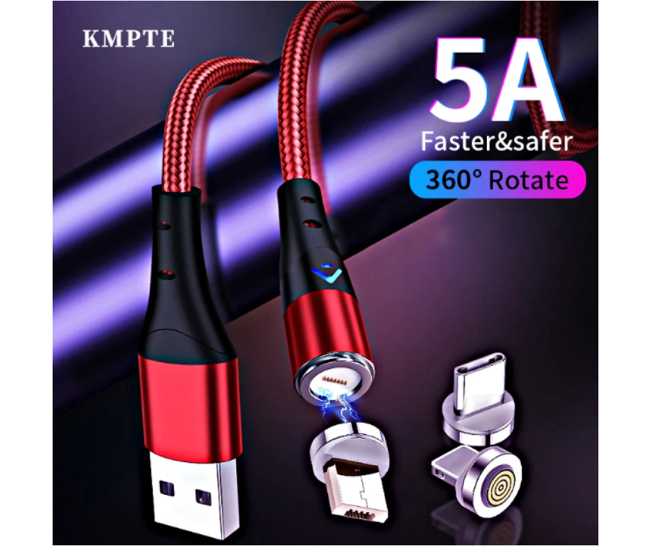 Cable USB Magnético 5A + 3 Enchufes