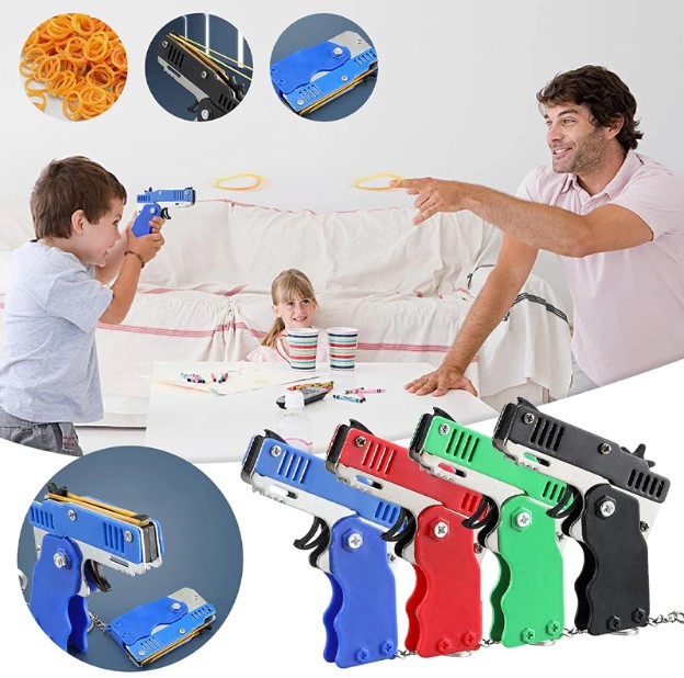 Pistola Plegable Lanza Elásticos 6 Tiros