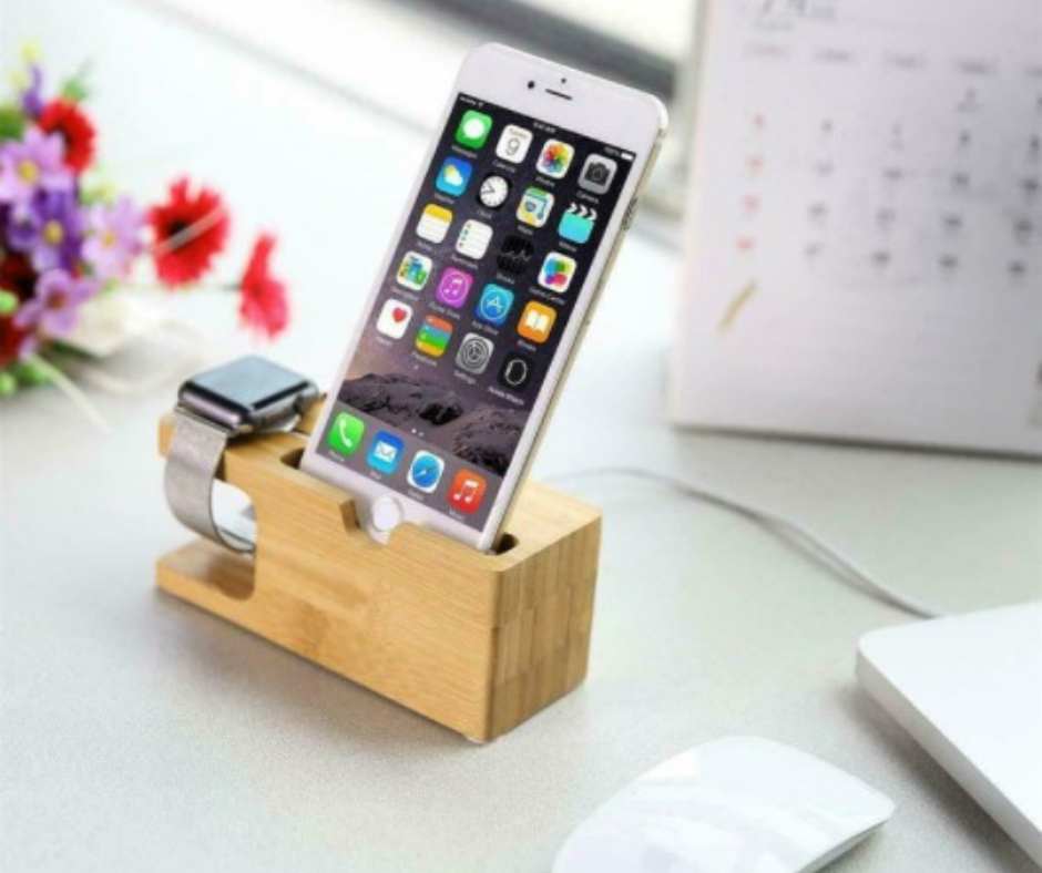 Soporte de Bambú 2 en 1 Apple Watch + iPhone